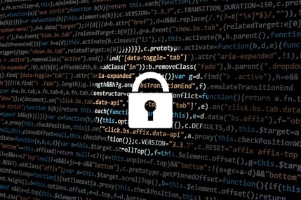 image of code written in the background and a padlock