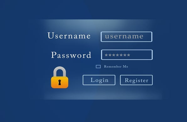 username and password login screen