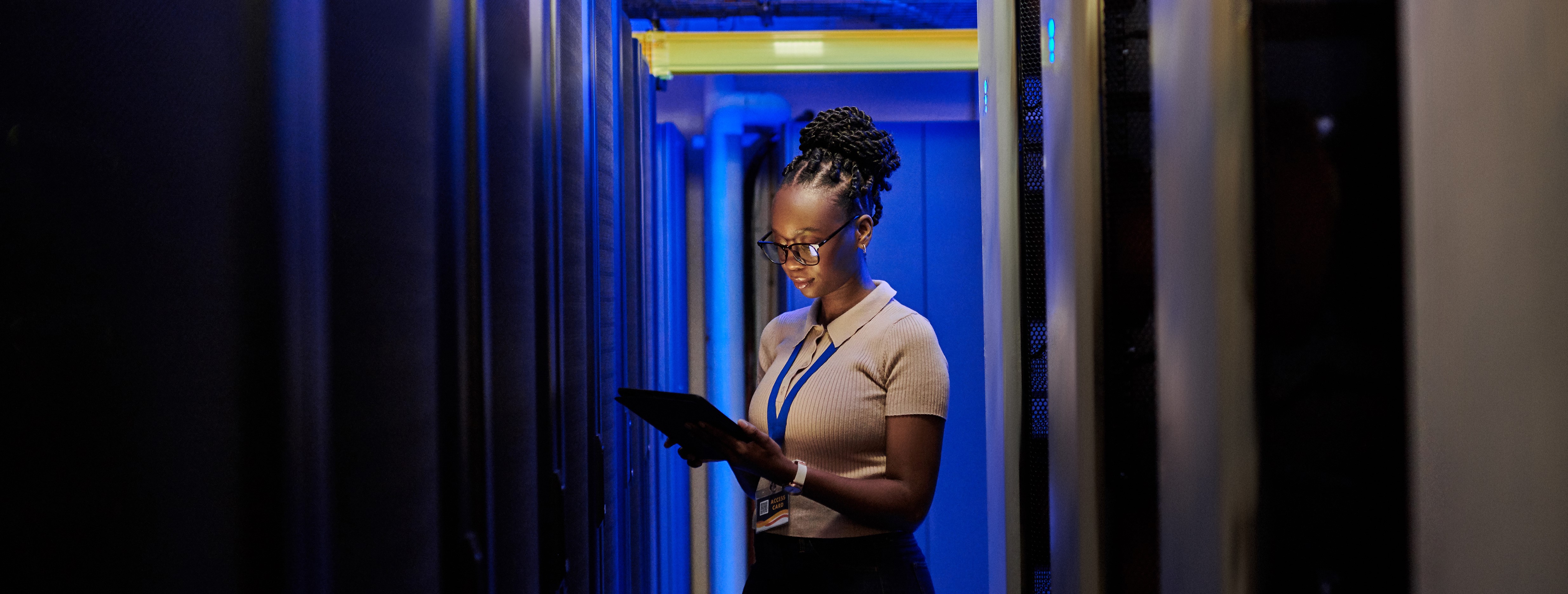 Woman in data centre